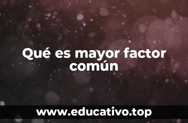 Qué es mayor factor común