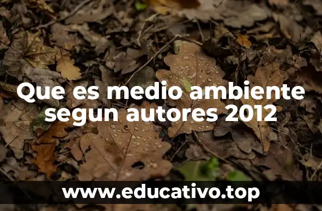 Que es medio ambiente segun autores 2012