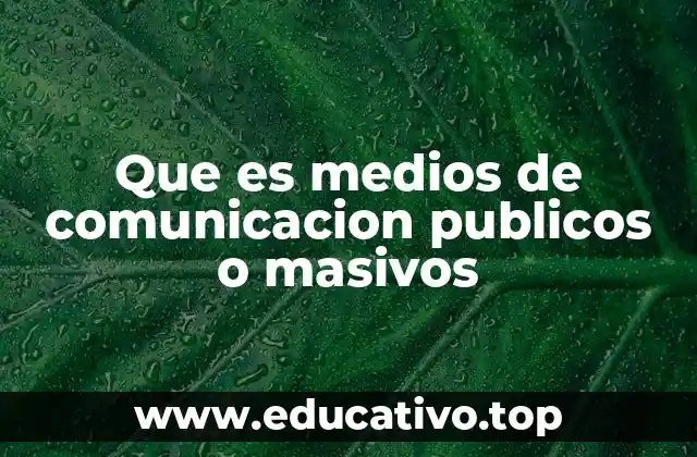 Que es medios de comunicacion publicos o masivos