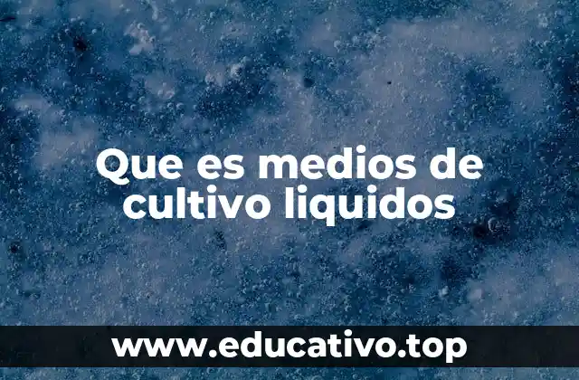 Que es medios de cultivo liquidos