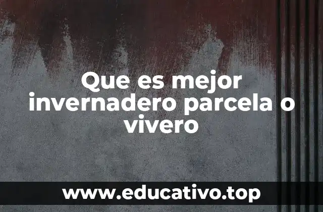 Que es mejor invernadero parcela o vivero