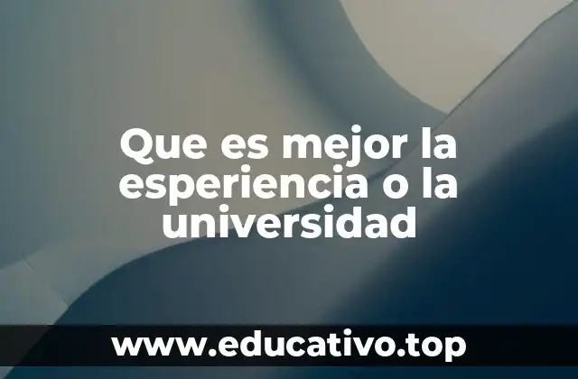 Que es mejor la esperiencia o la universidad