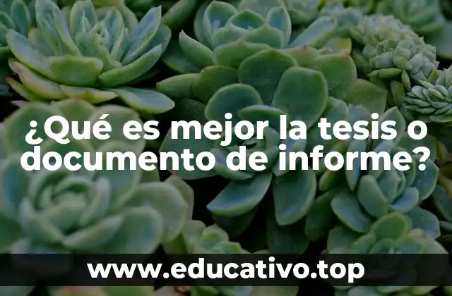 ¿Qué es mejor la tesis o documento de informe?