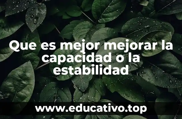 Que es mejor mejorar la capacidad o la estabilidad