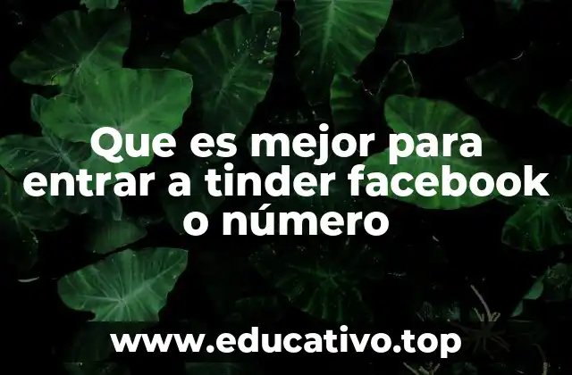 Que es mejor para entrar a tinder facebook o número