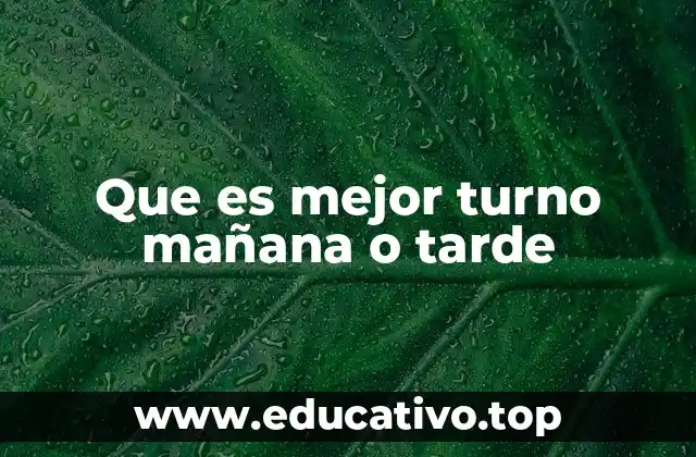 Que es mejor turno mañana o tarde