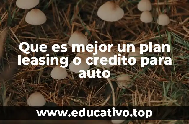 Que es mejor un plan leasing o credito para auto