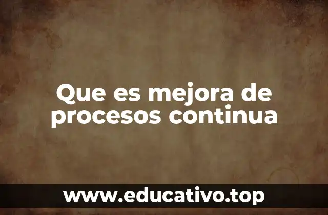 Que es mejora de procesos continua