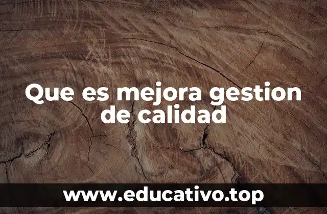 Que es mejora gestion de calidad
