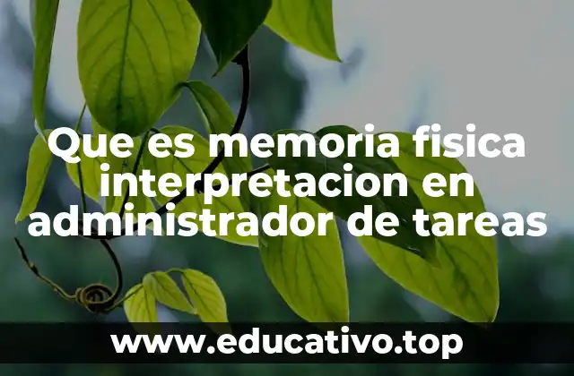 Que es memoria fisica interpretacion en administrador de tareas