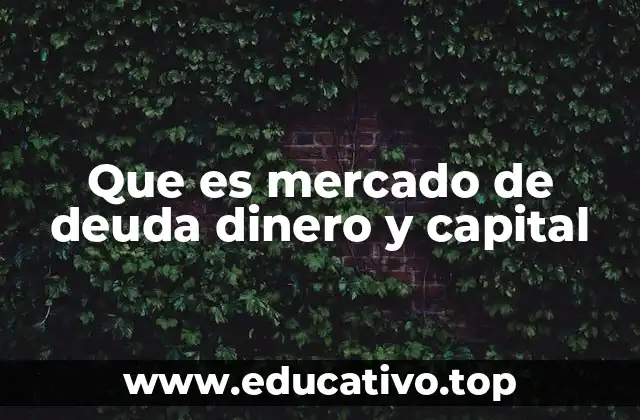 Que es mercado de deuda dinero y capital