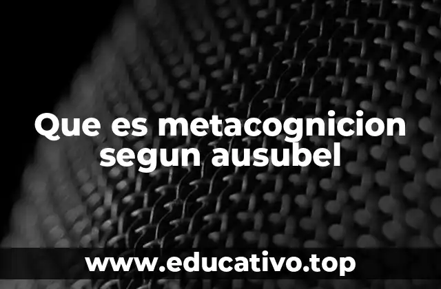 Que es metacognicion segun ausubel