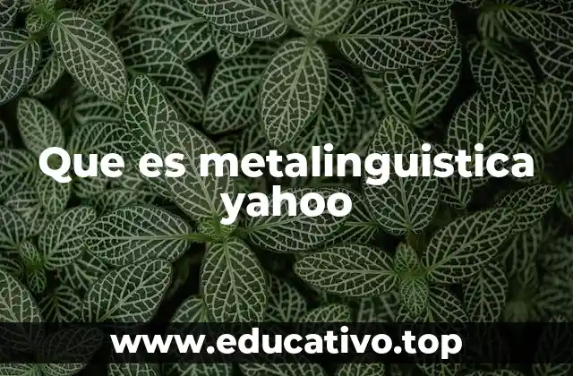 Que es metalinguistica yahoo