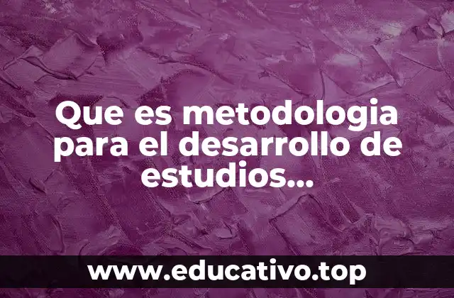 Que es metodologia para el desarrollo de estudios organizacionales