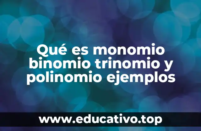Qué es monomio binomio trinomio y polinomio ejemplos