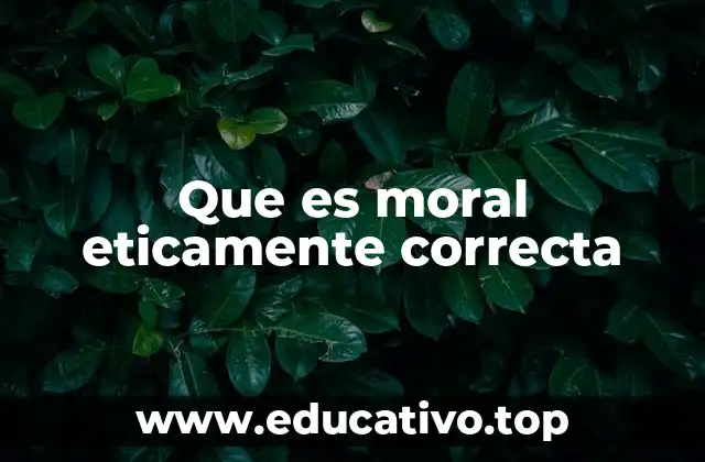 Que es moral eticamente correcta