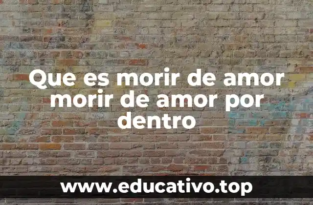 Que es morir de amor morir de amor por dentro