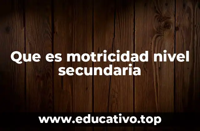 Que es motricidad nivel secundaria