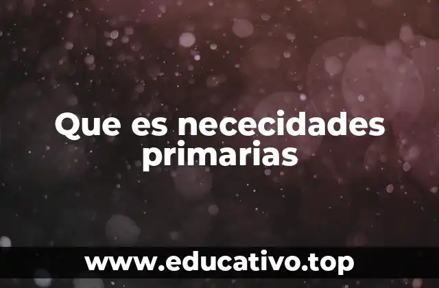Que es nececidades primarias