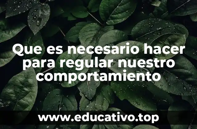 Que es necesario hacer para regular nuestro comportamiento