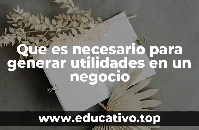 Que es necesario para generar utilidades en un negocio