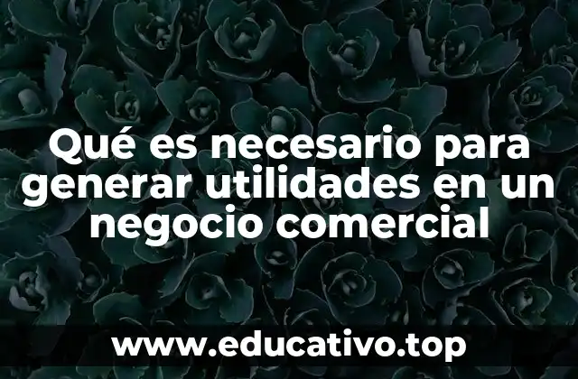 Qué es necesario para generar utilidades en un negocio comercial