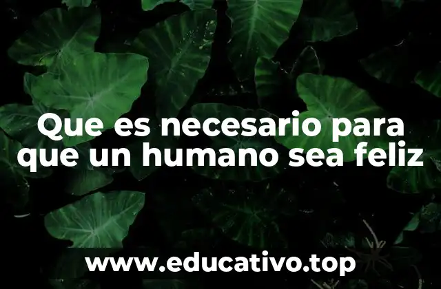 Que es necesario para que un humano sea feliz