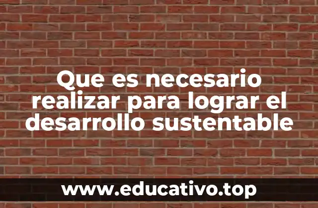 Que es necesario realizar para lograr el desarrollo sustentable