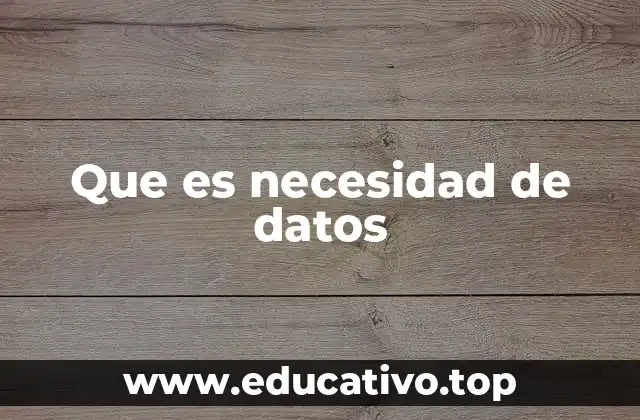 Que es necesidad de datos