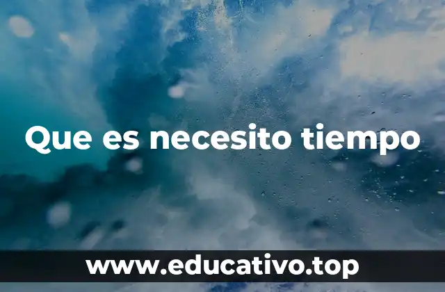 Que es necesito tiempo