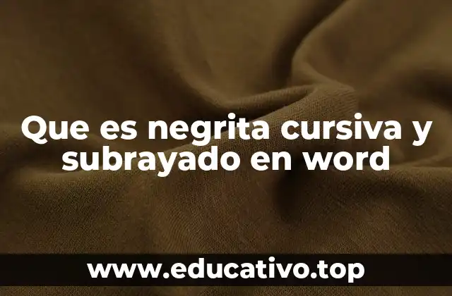 Que es negrita cursiva y subrayado en word