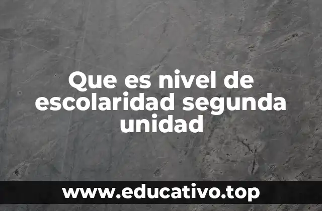 Que es nivel de escolaridad segunda unidad
