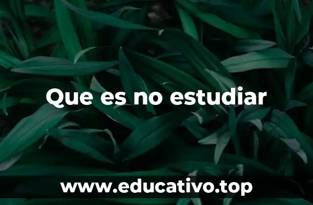 Que es no estudiar