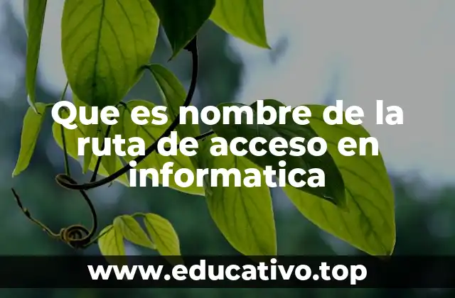 Que es nombre de la ruta de acceso en informatica