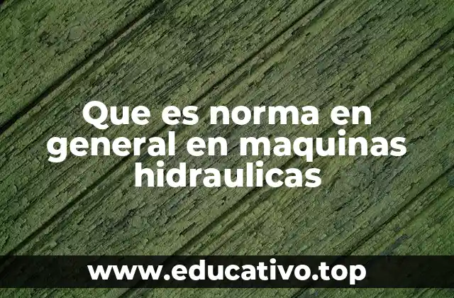 Que es norma en general en maquinas hidraulicas