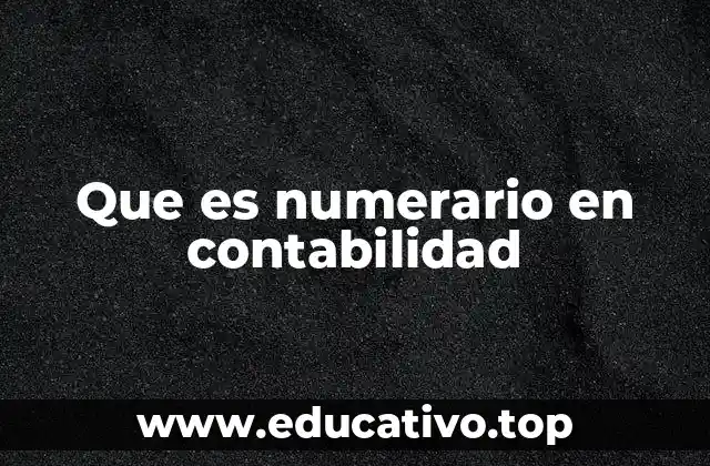 Que es numerario en contabilidad