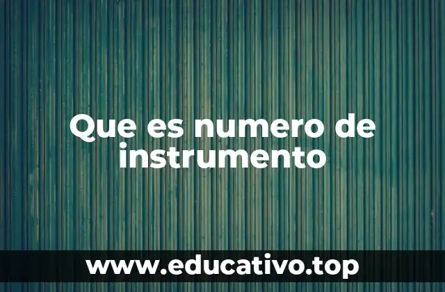 Que es numero de instrumento