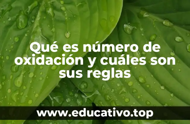 Qué es número de oxidación y cuáles son sus reglas