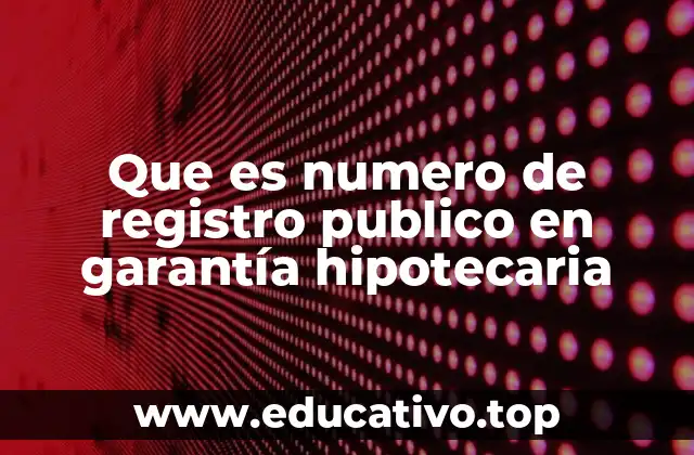 Que es numero de registro publico en garantía hipotecaria