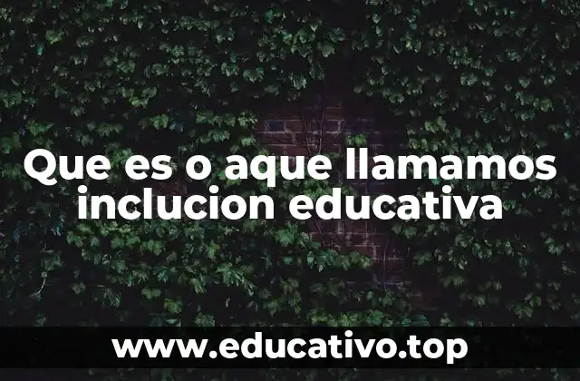 Que es o aque llamamos inclucion educativa