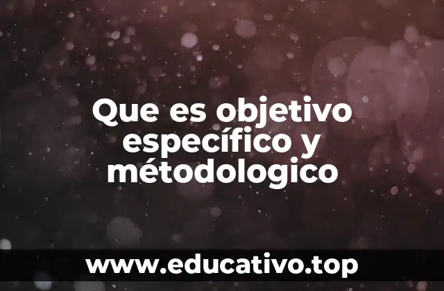 Que es objetivo específico y métodologico
