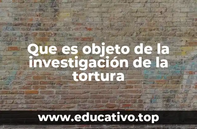 Que es objeto de la investigación de la tortura