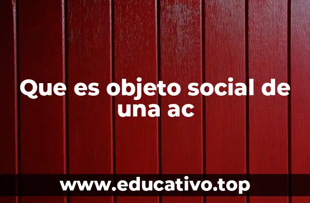 Que es objeto social de una ac