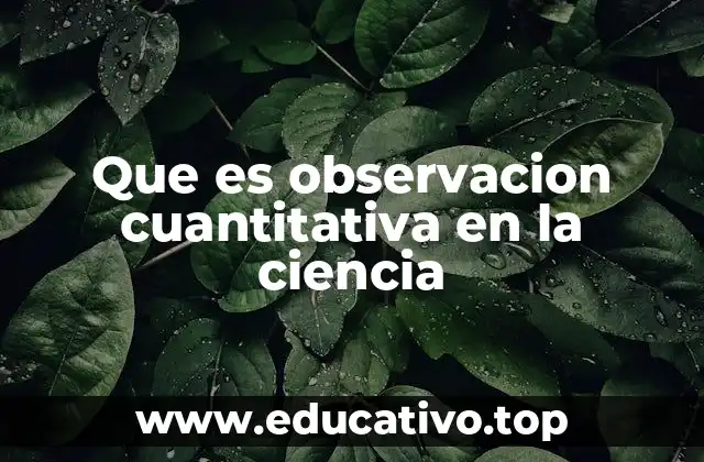 Que es observacion cuantitativa en la ciencia