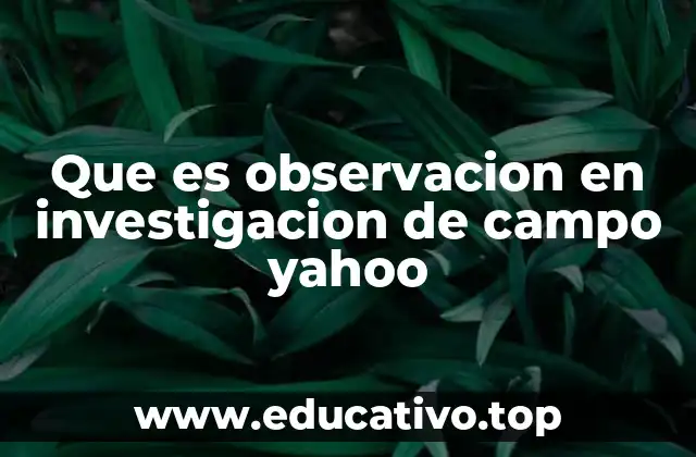 Que es observacion en investigacion de campo yahoo