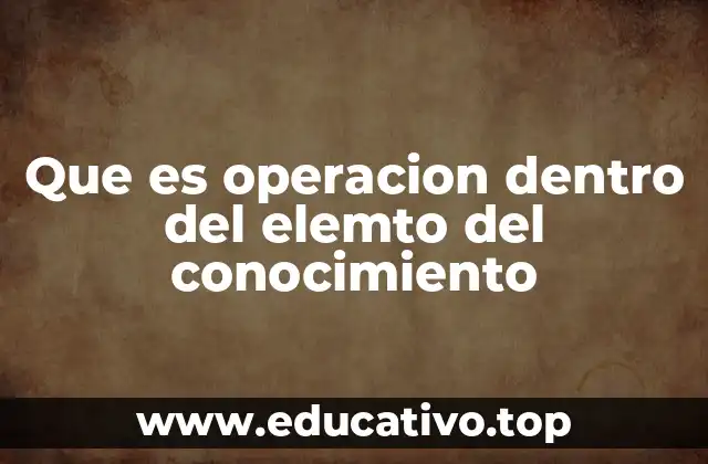 La operación como herramienta para la organización del conocimiento