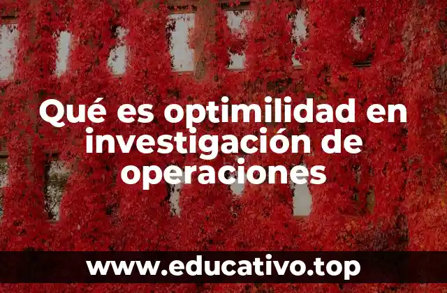 Qué es optimilidad en investigación de operaciones