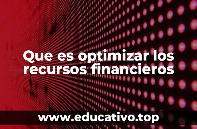 Que es optimizar los recursos financieros