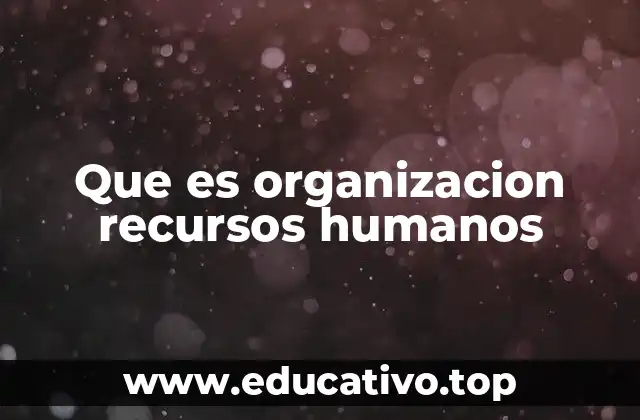 Que es organizacion recursos humanos
