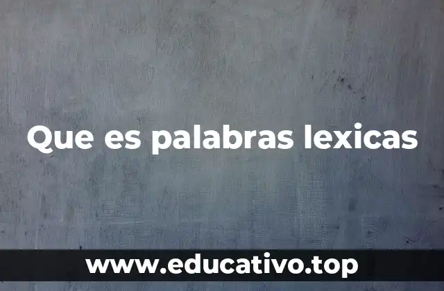 Que es palabras lexicas